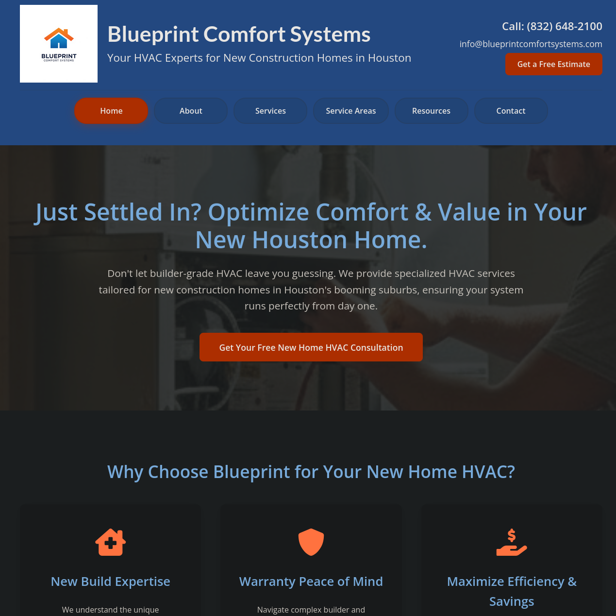 Blueprint Comfort Systems website